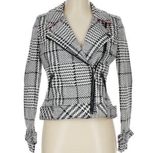 White House Black Market Houndstooth Moto Jacket Size 10P